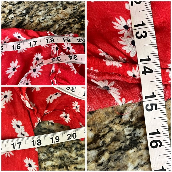 American Eagle Red Daisy Crop Top Boho Beach Peasent Y2k Retro Preppy Casual M - Picture 6 of 11
